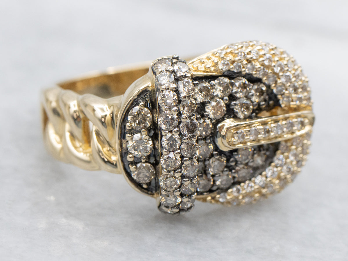 Champagne and Brilliant Diamond Buckle Ring