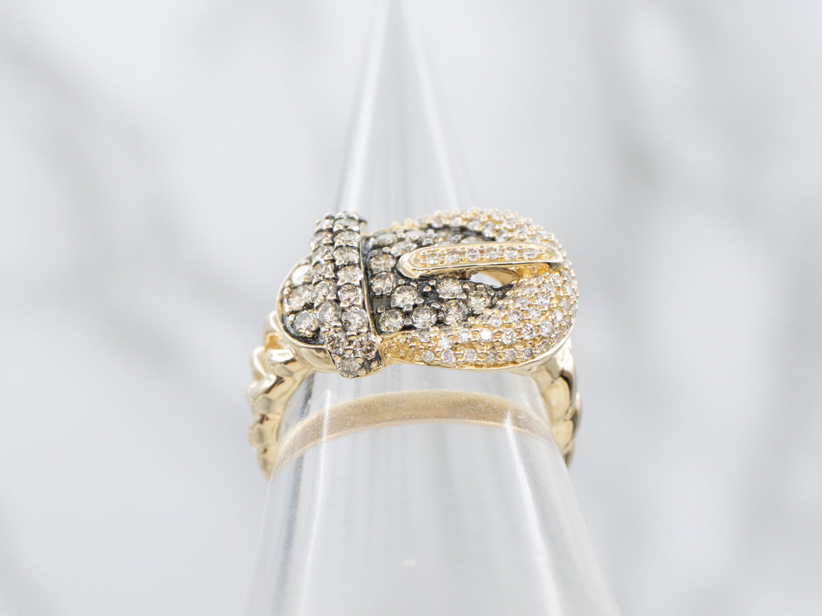 Champagne and Brilliant Diamond Buckle Ring