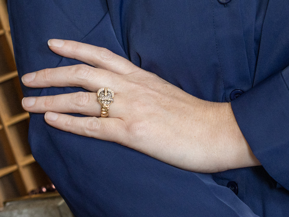 Champagne and Brilliant Diamond Buckle Ring