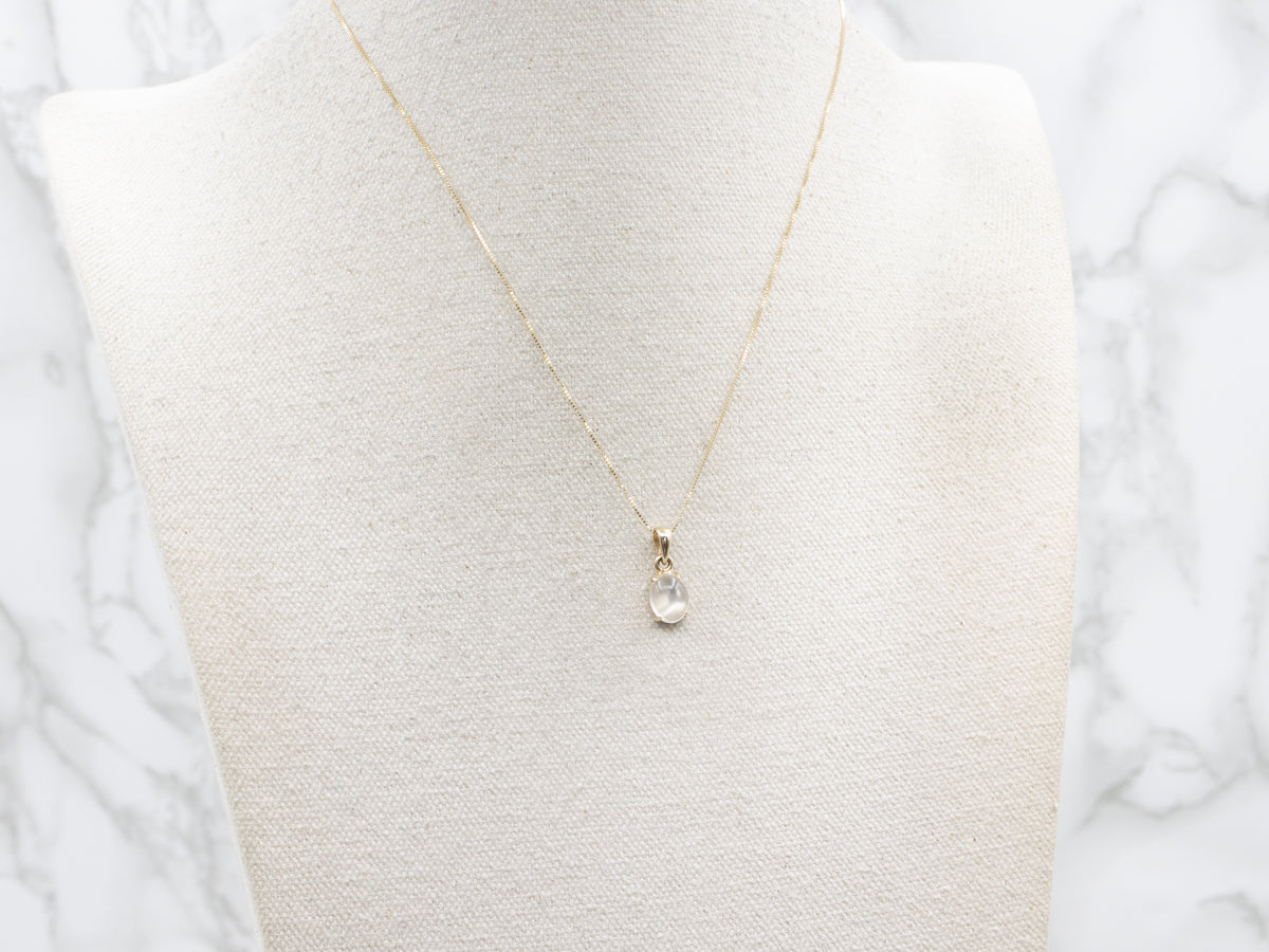 Moonstone Yellow Gold Solitaire Pendant