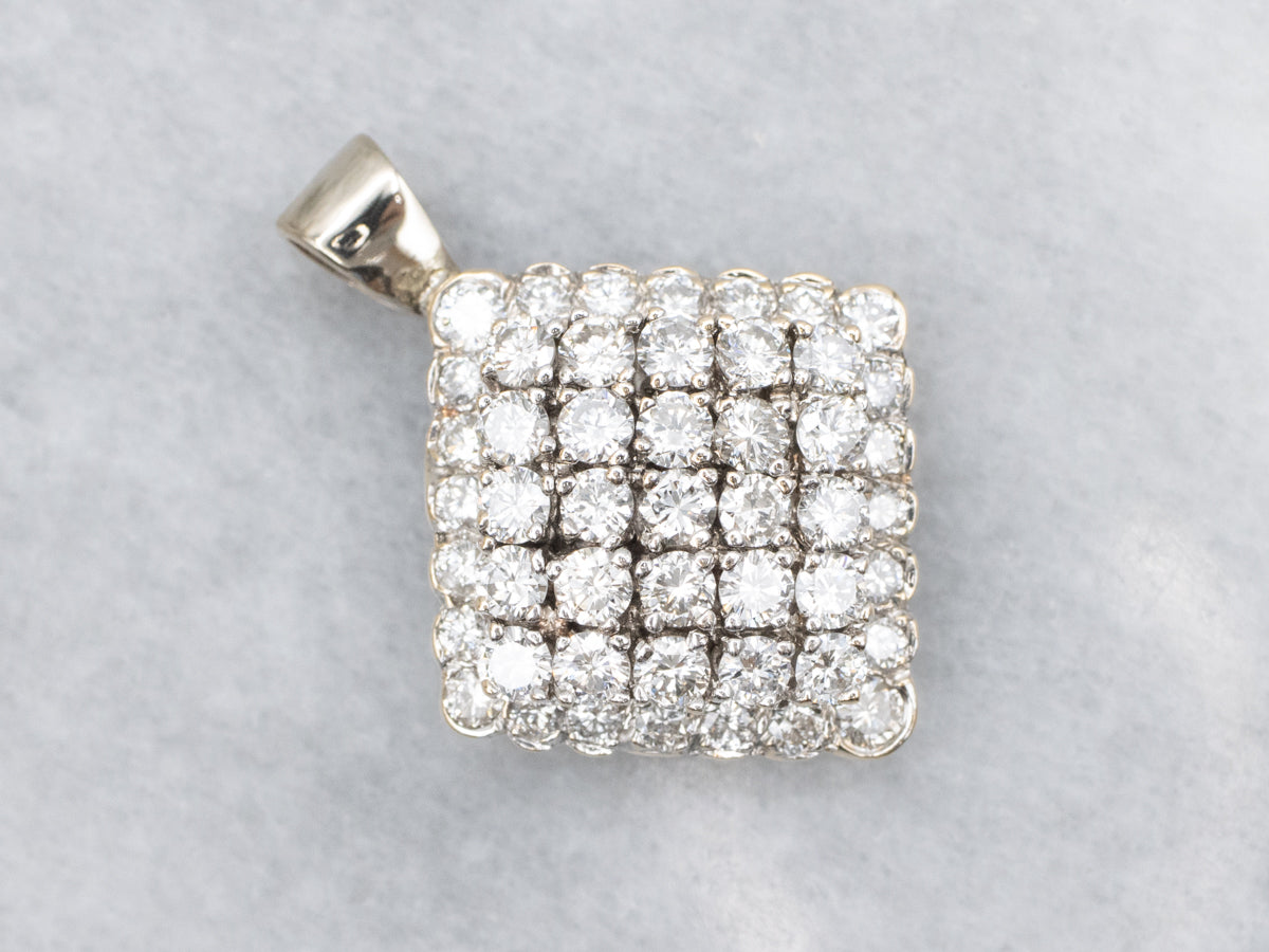 Diamond Cluster White Gold Pendant