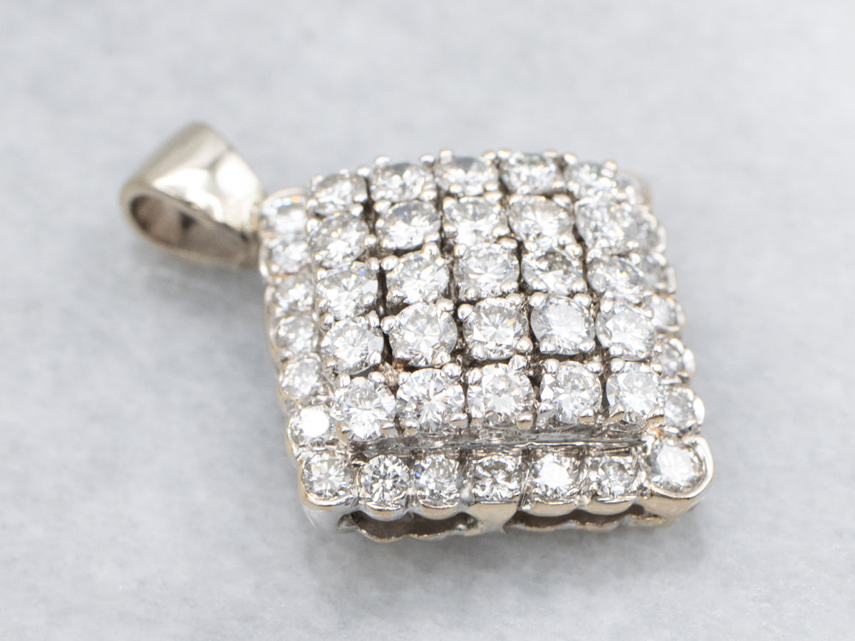 Diamond Cluster White Gold Pendant