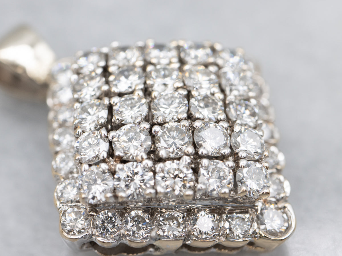 Diamond Cluster White Gold Pendant