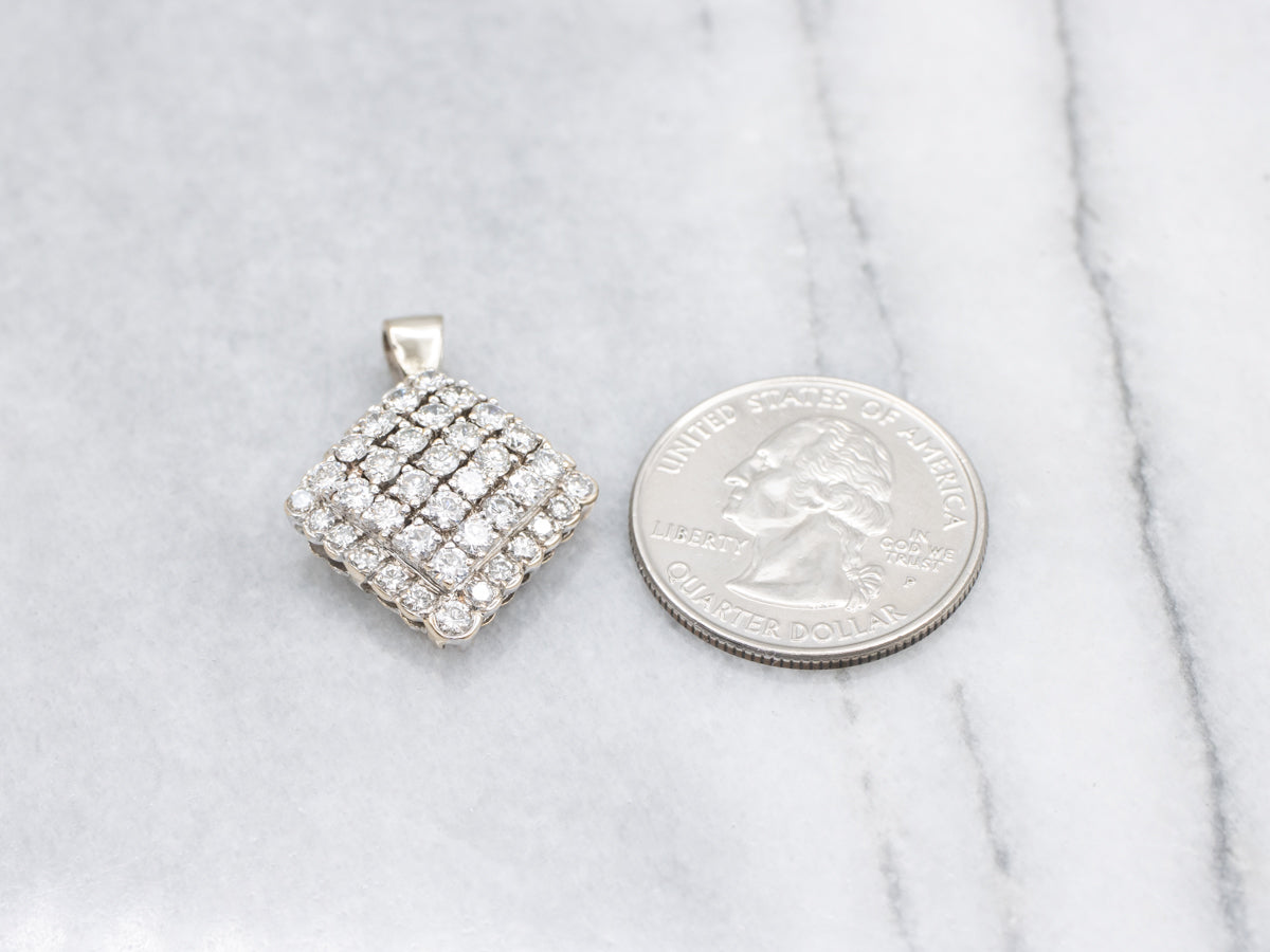 Diamond Cluster White Gold Pendant