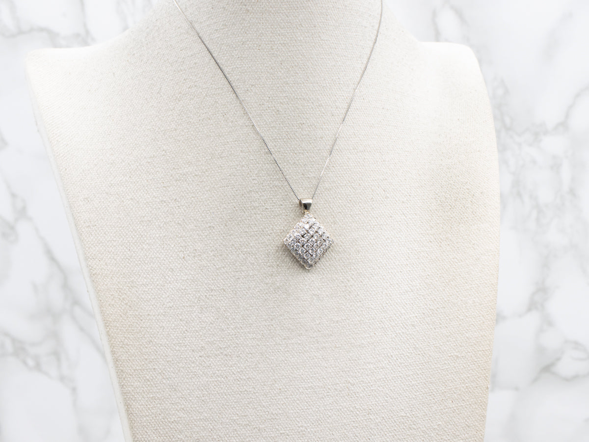 Diamond Cluster White Gold Pendant