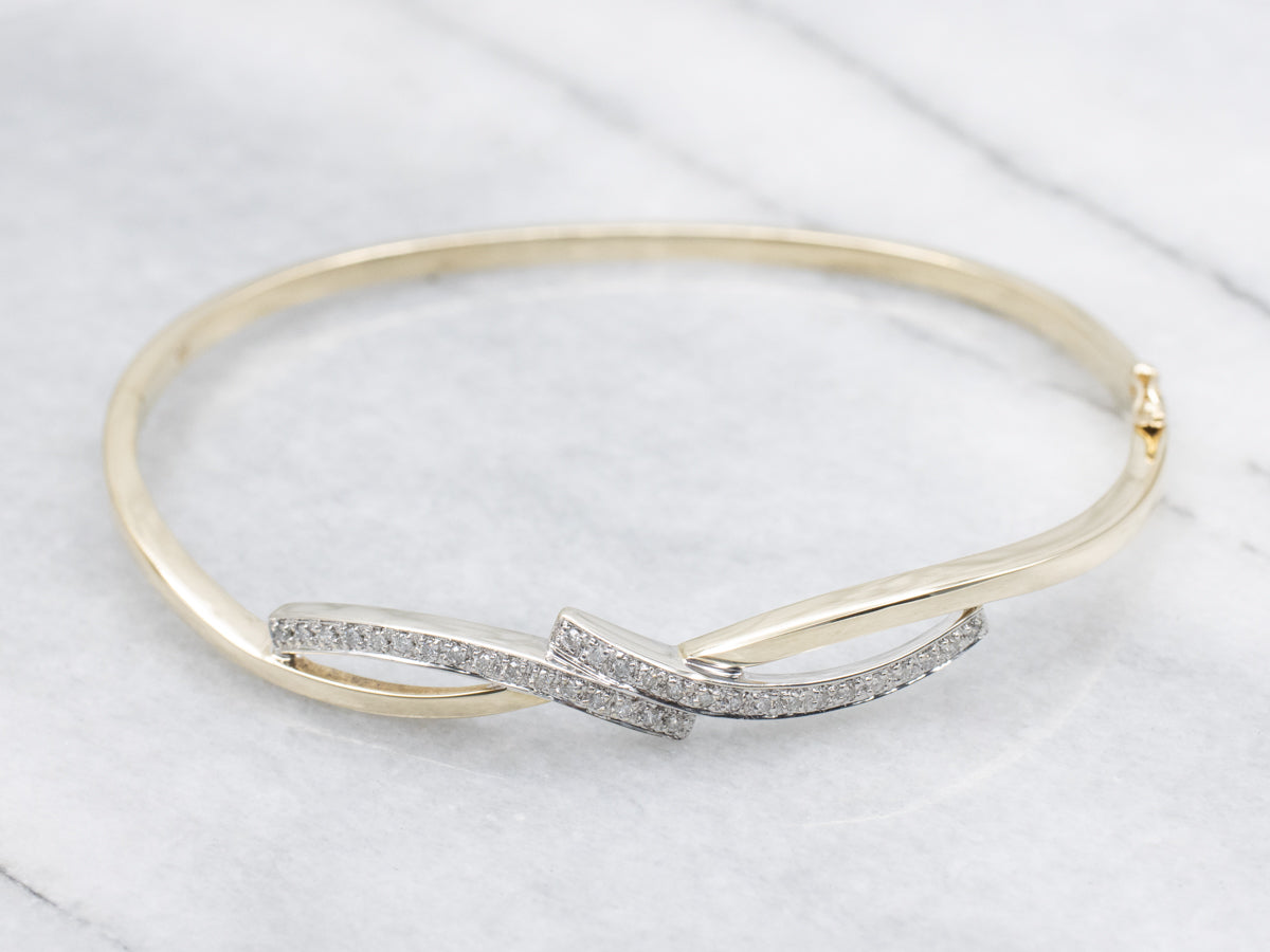 Looping Gold Modern Diamond Bangle Bracelet
