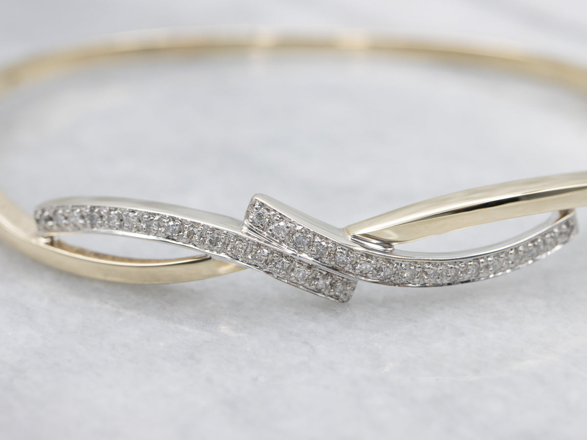 Looping Gold Modern Diamond Bangle Bracelet