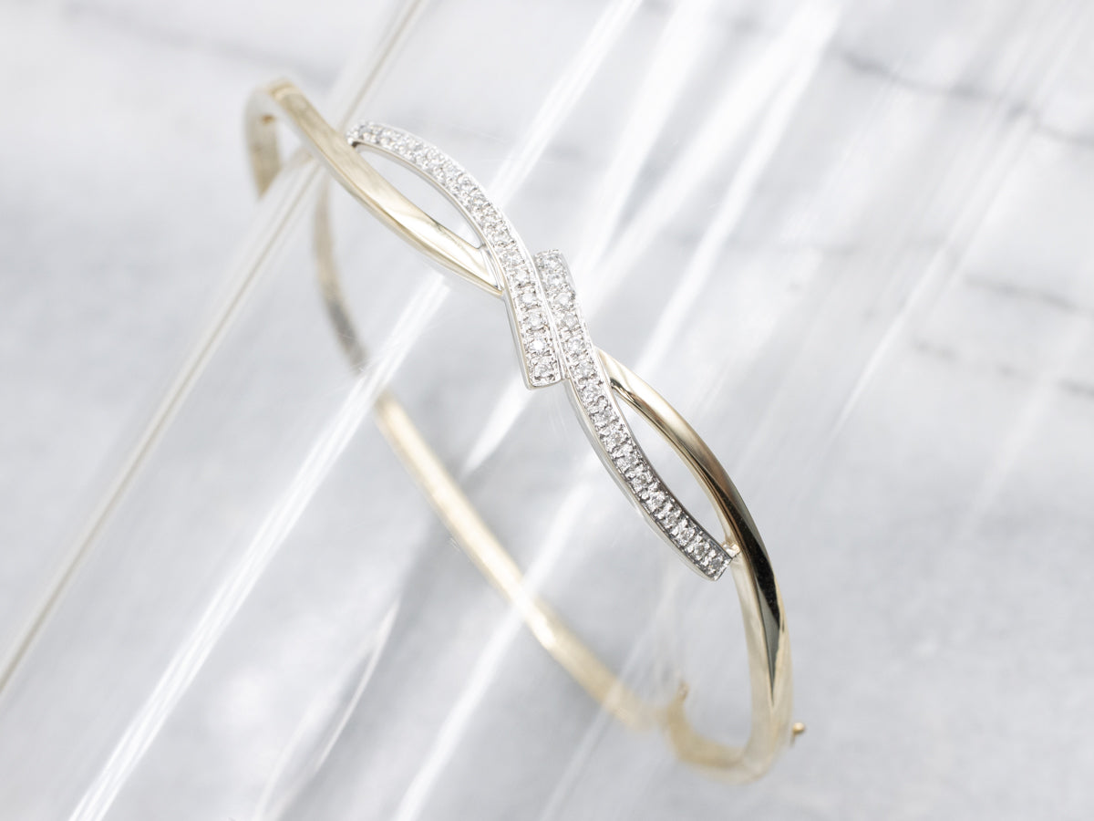 Looping Gold Modern Diamond Bangle Bracelet