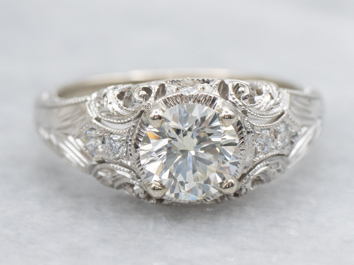 GIA Certified Diamond Art Deco Engagement Ring