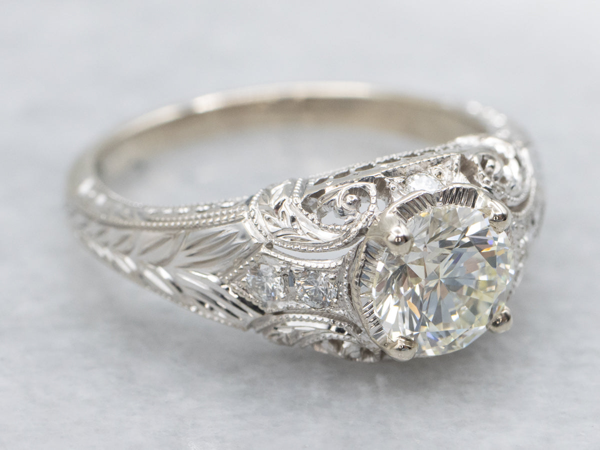 GIA Certified Diamond Art Deco Engagement Ring