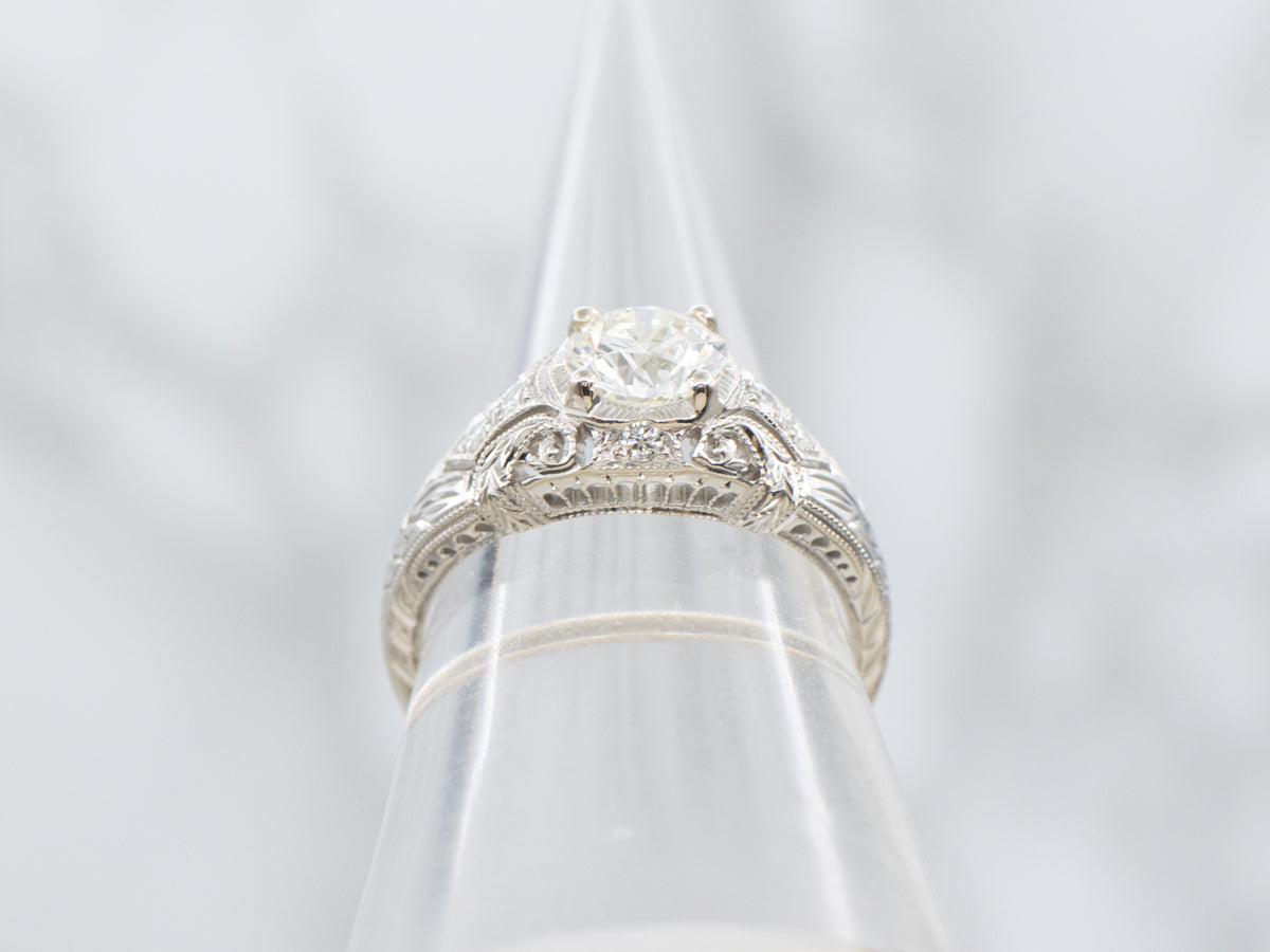 GIA Certified Diamond Art Deco Engagement Ring