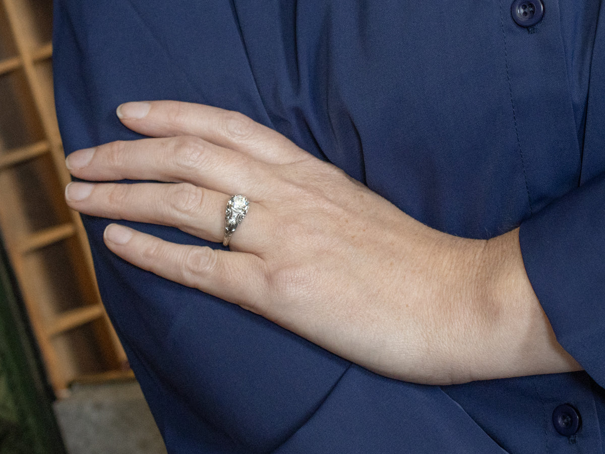 GIA Certified Diamond Art Deco Engagement Ring