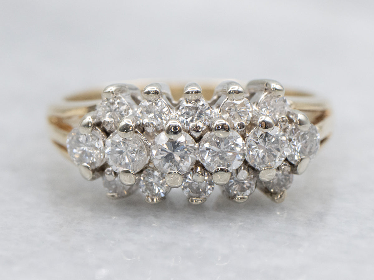 Vintage Triple Row Diamond Ring