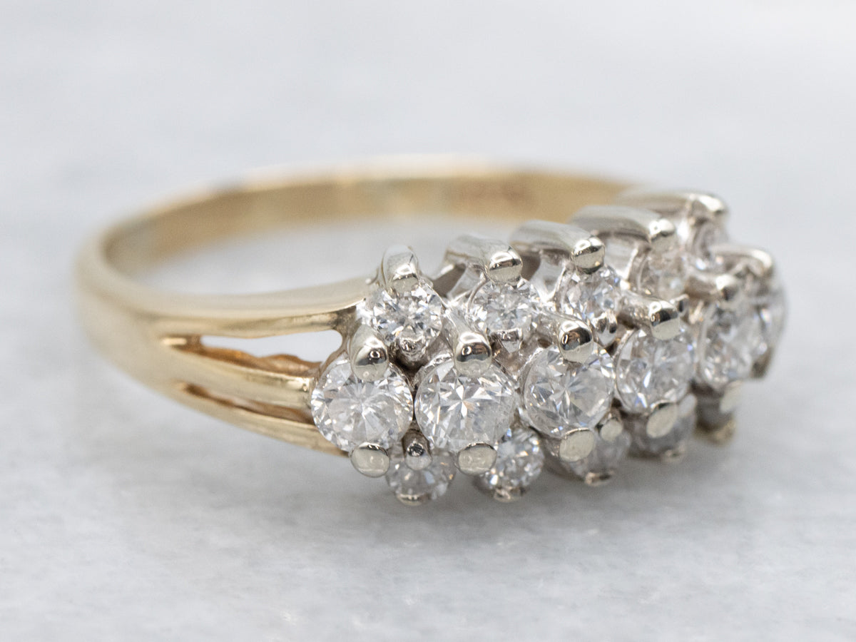 Vintage Triple Row Diamond Ring