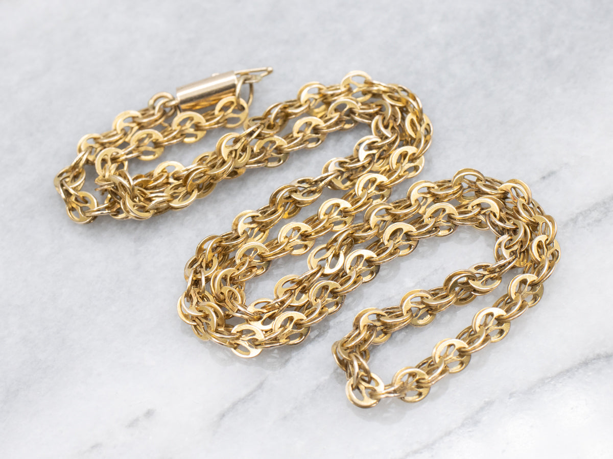 Ornate Victorian Era Circle Link Chain with Barrel Clasp