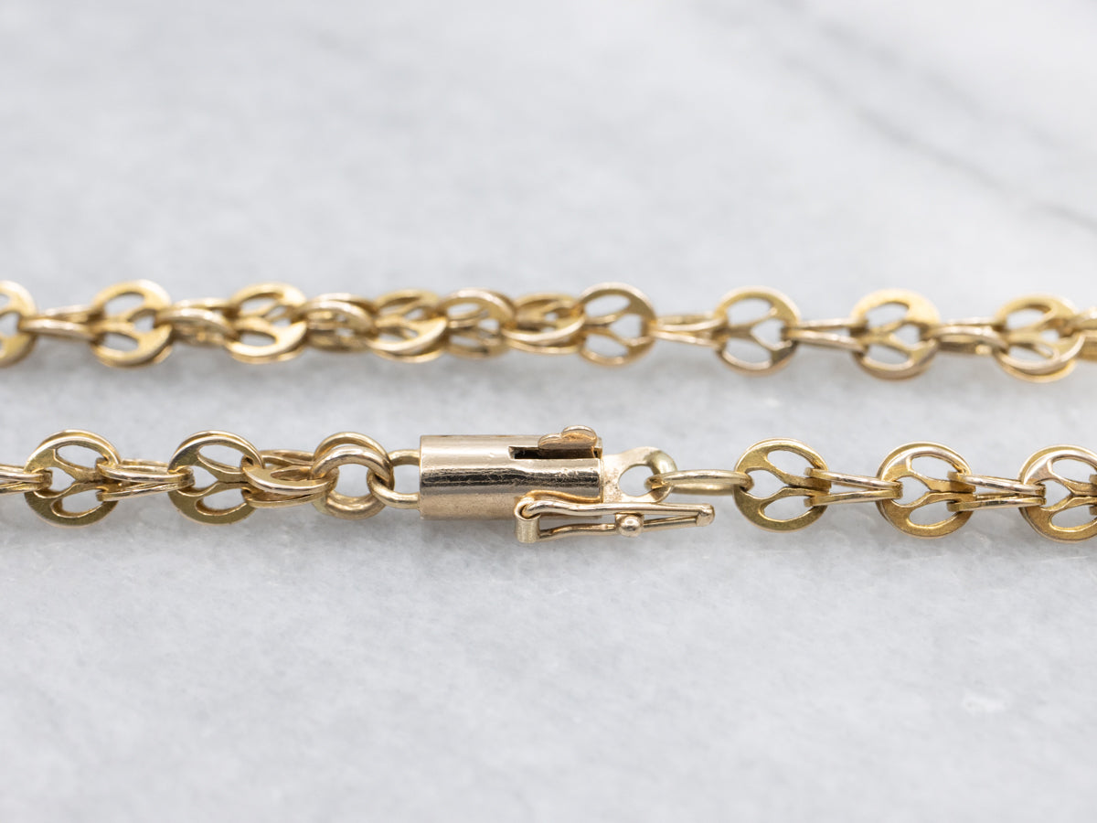 Ornate Victorian Era Circle Link Chain with Barrel Clasp