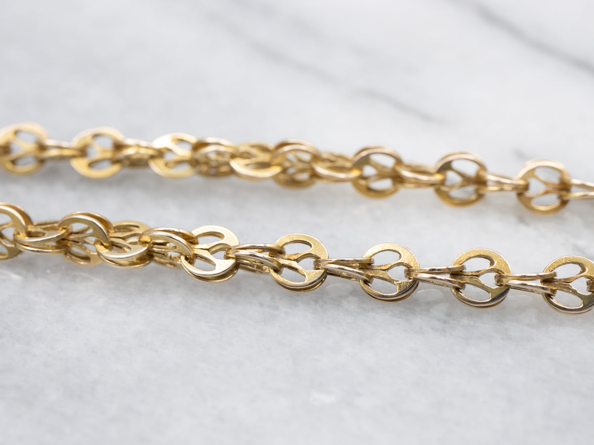 Ornate Victorian Era Circle Link Chain with Barrel Clasp