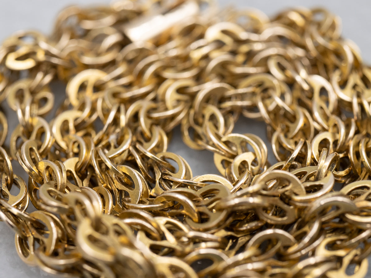 Ornate Victorian Era Circle Link Chain with Barrel Clasp