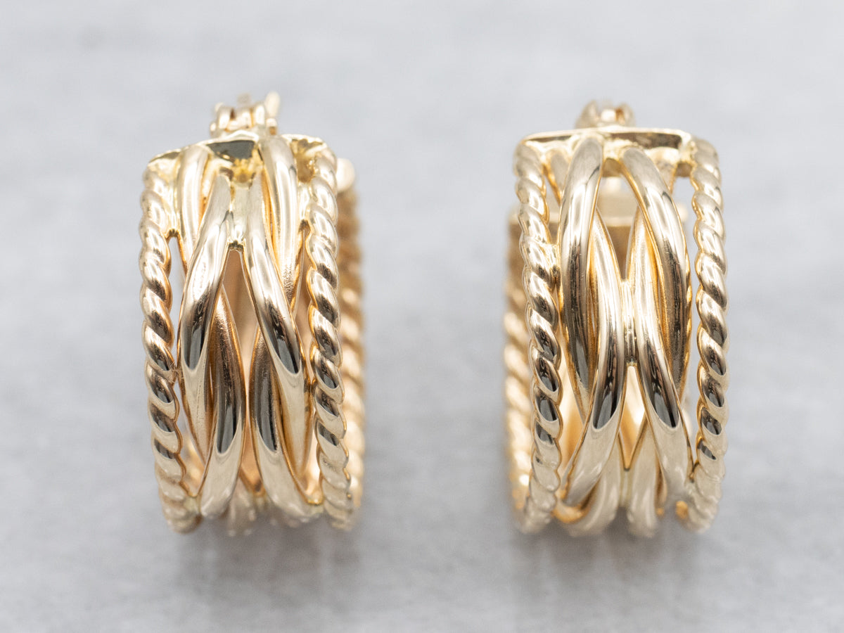 Braided Gold Twist Hoop Earrings