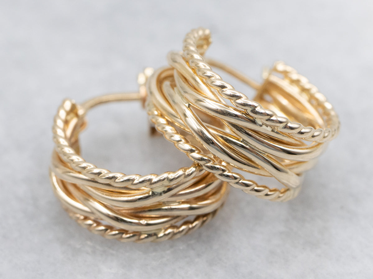 Braided Gold Twist Hoop Earrings