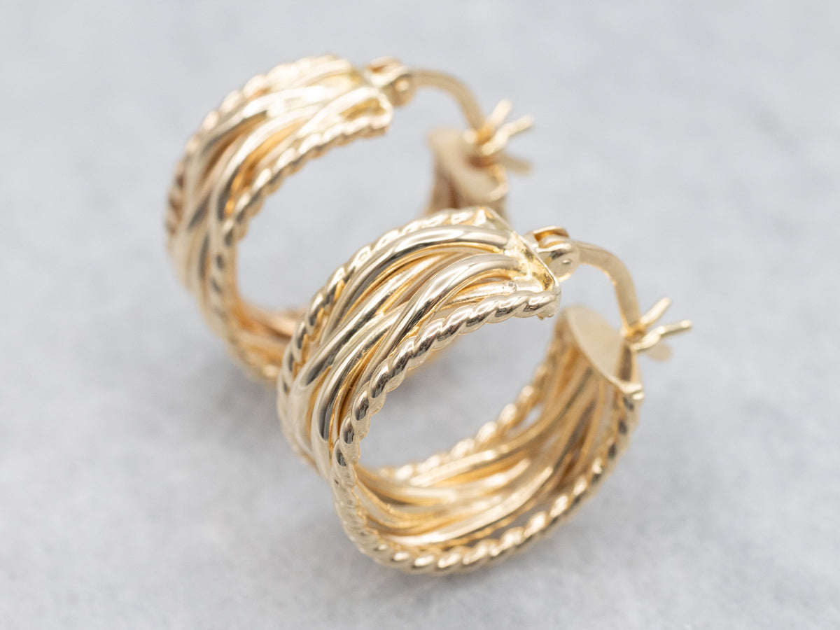 Braided Gold Twist Hoop Earrings