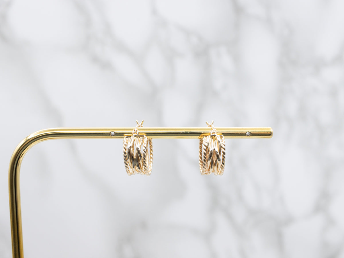 Braided Gold Twist Hoop Earrings