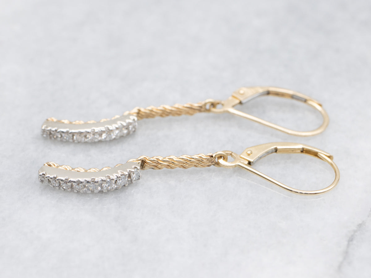 Chain and Diamond Link Drop Earrings
