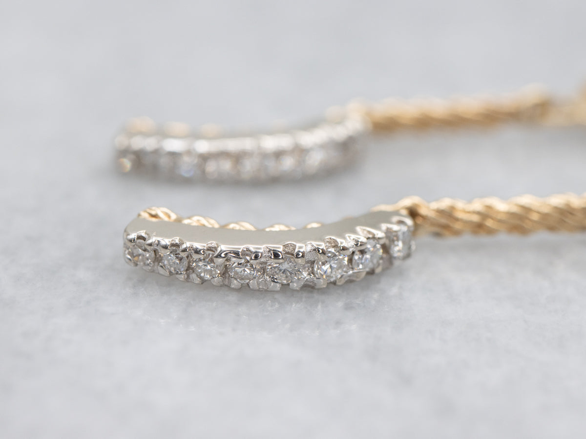 Chain and Diamond Link Drop Earrings