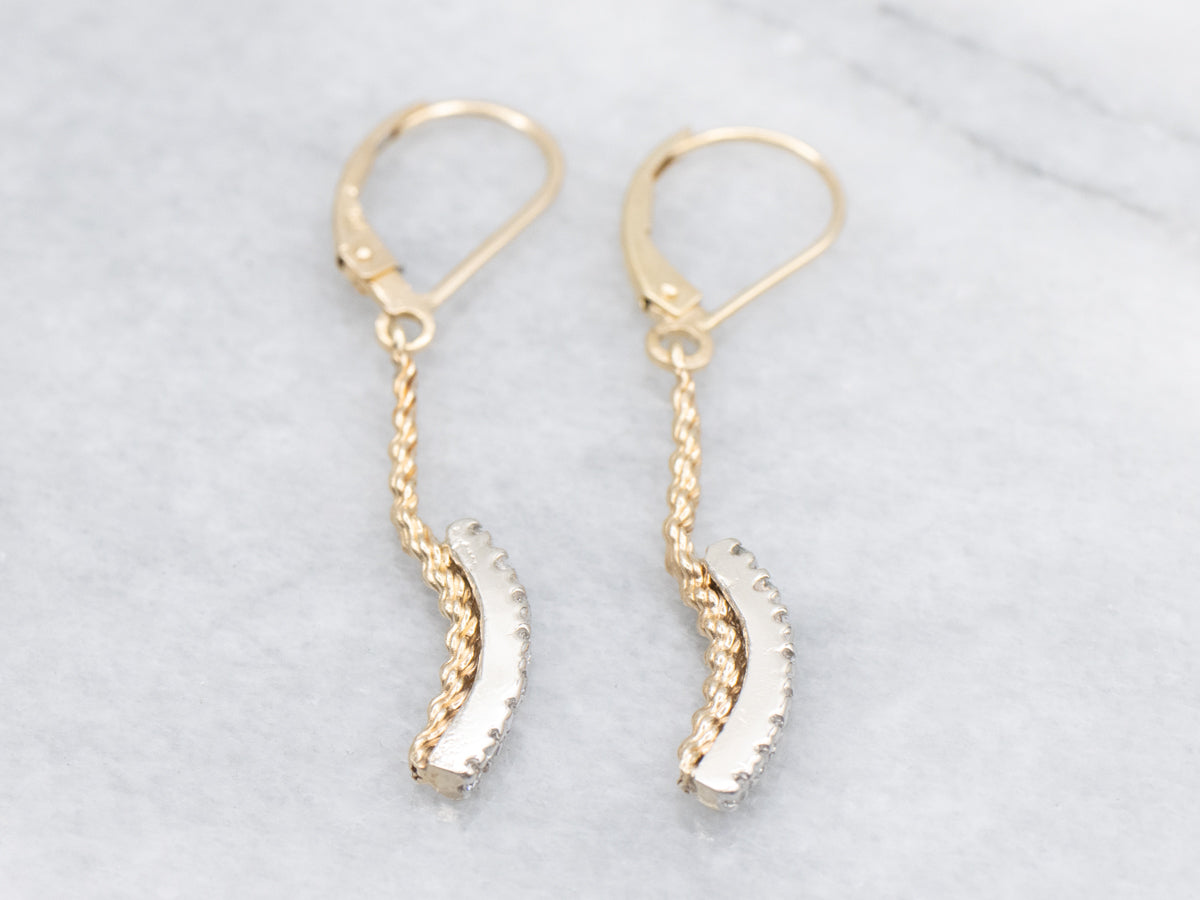 Chain and Diamond Link Drop Earrings
