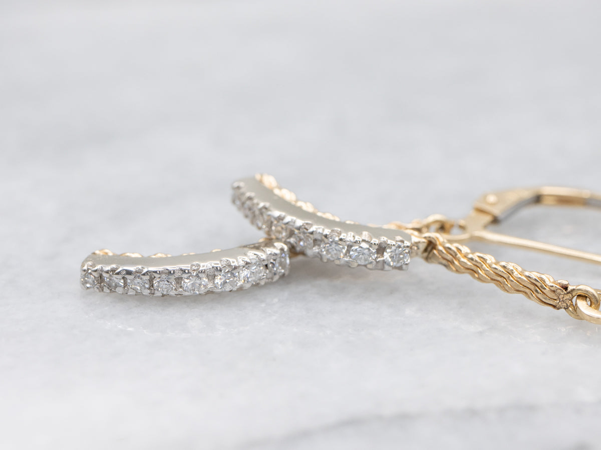 Chain and Diamond Link Drop Earrings