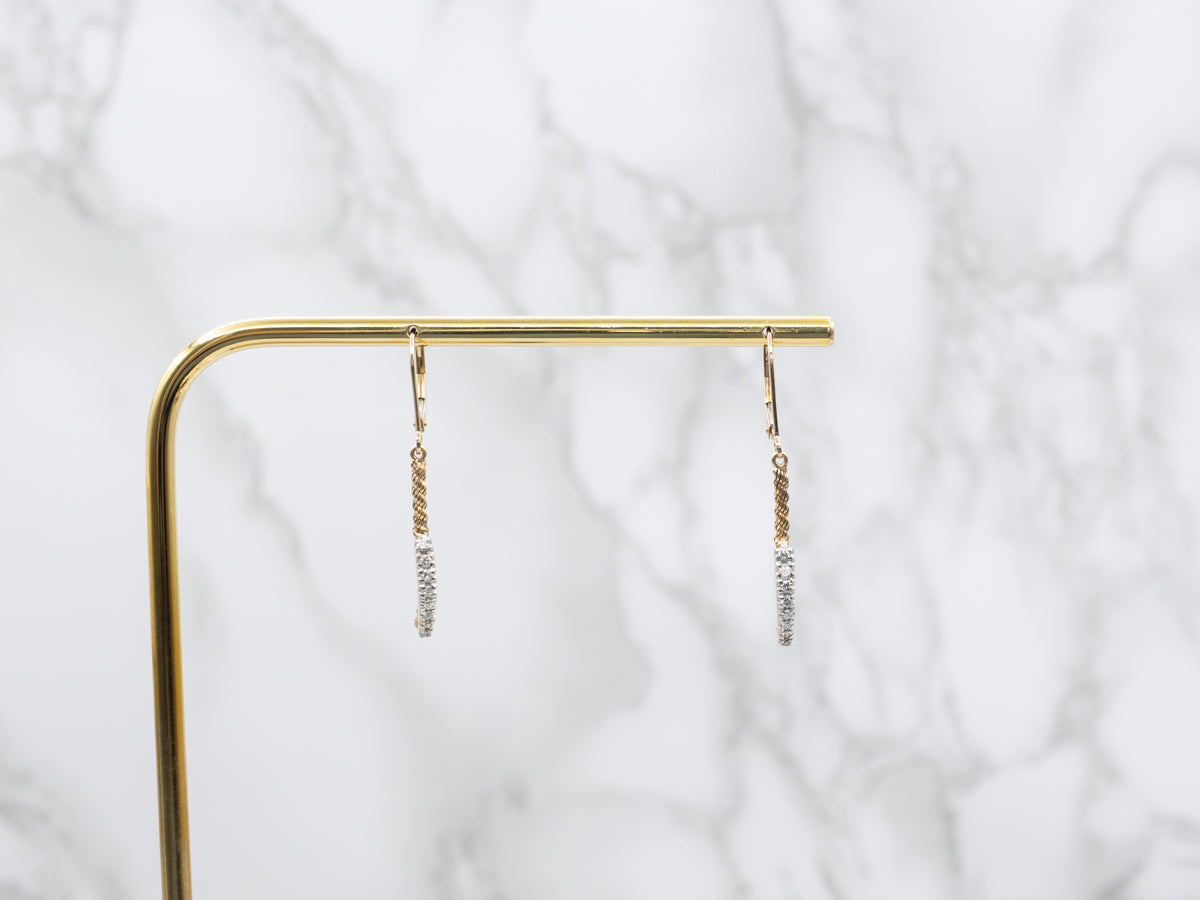 Chain and Diamond Link Drop Earrings