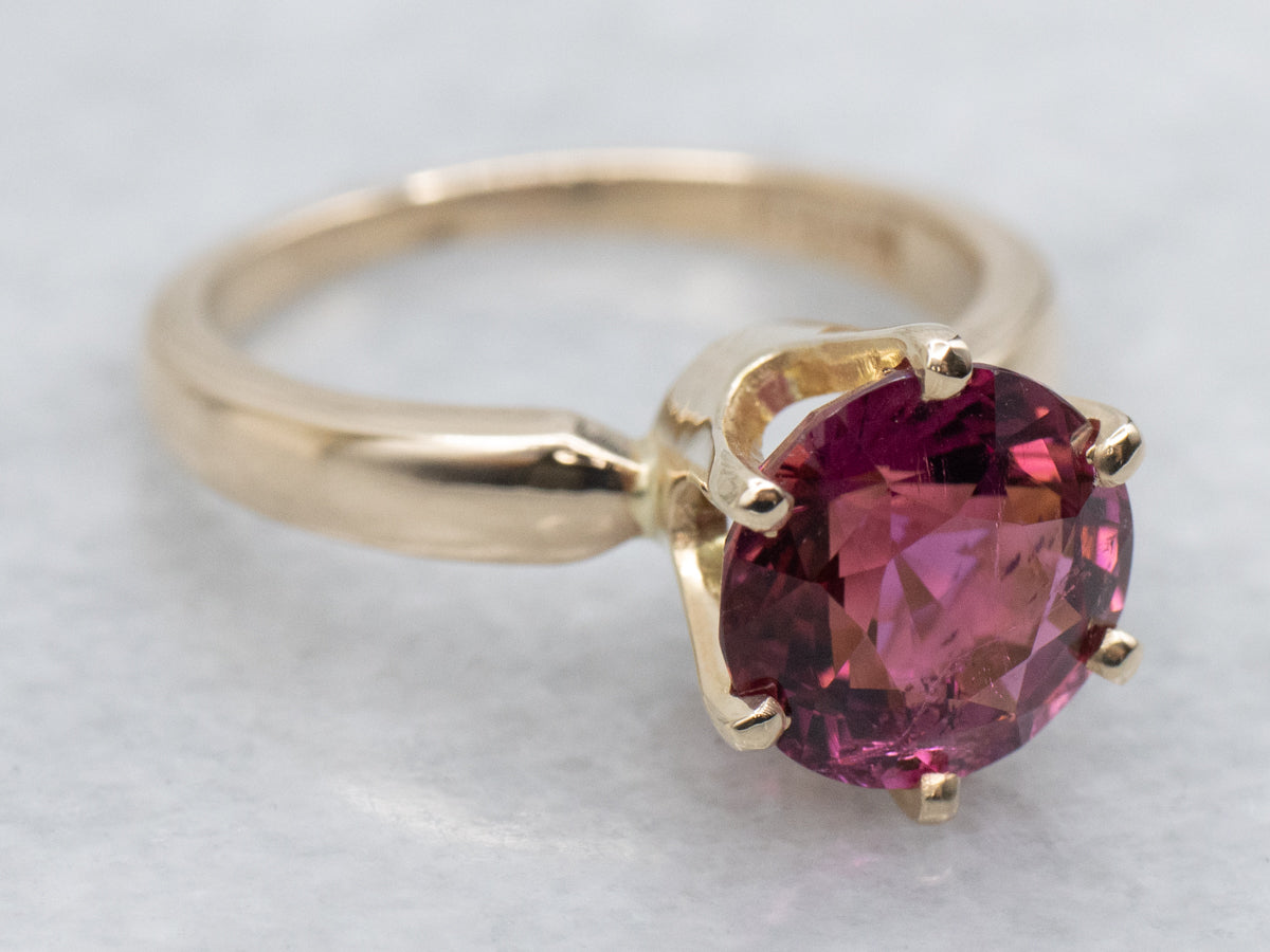 Round-Cut Pink Tourmaline Solitaire Ring