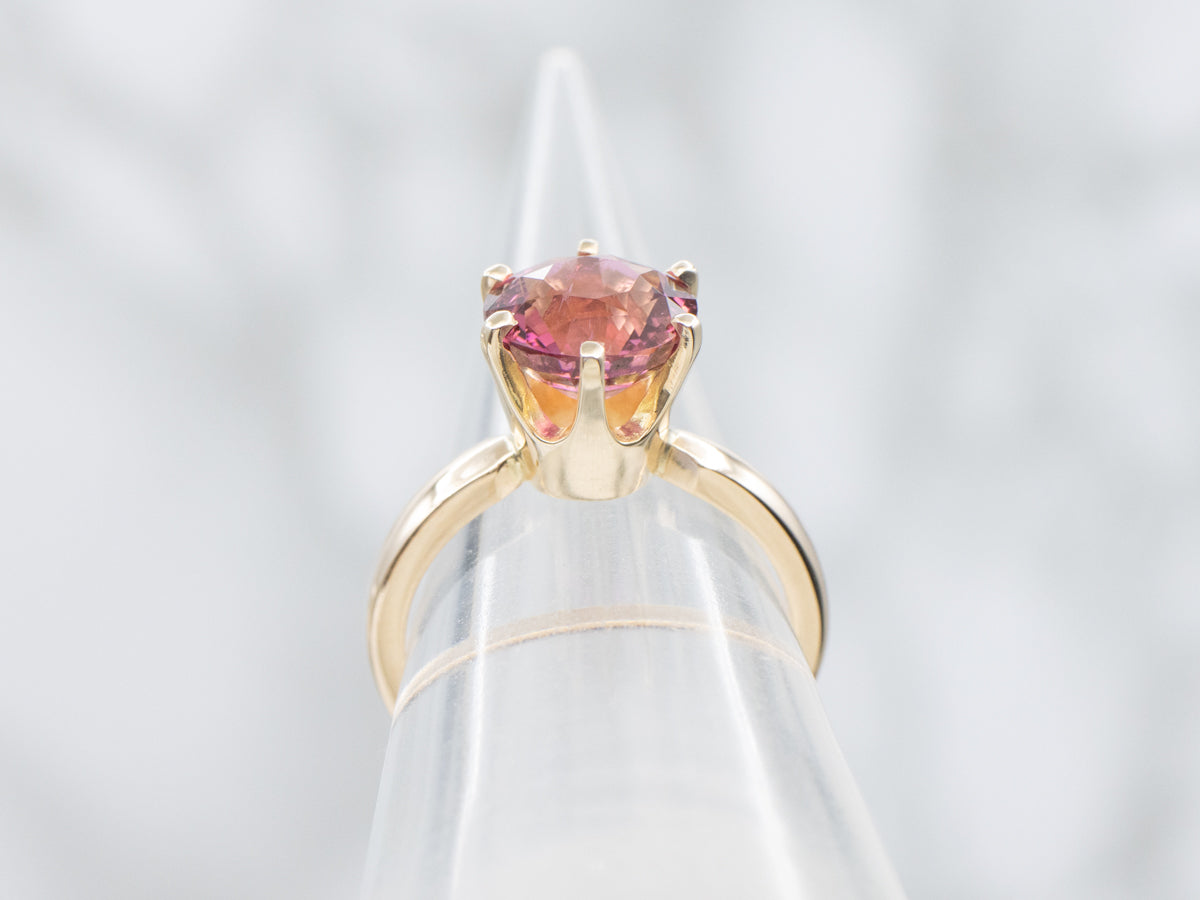 Round-Cut Pink Tourmaline Solitaire Ring