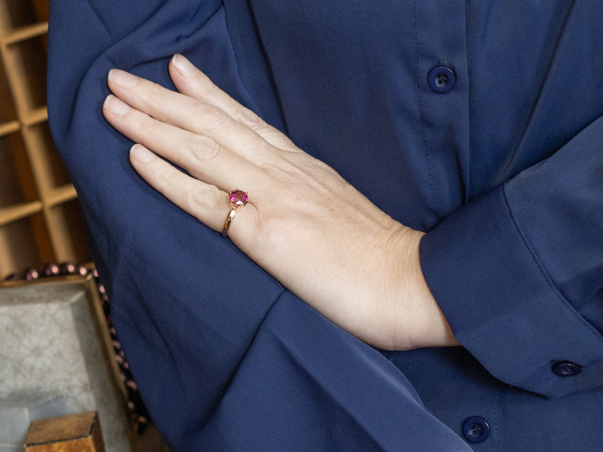 Round-Cut Pink Tourmaline Solitaire Ring