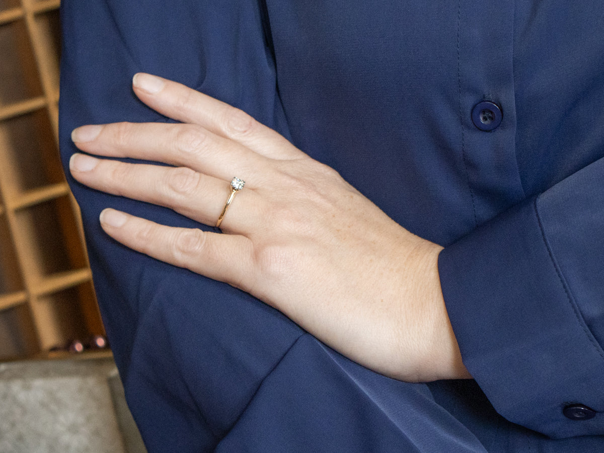 1940s European Cut Diamond Engagement Ring with Heart Gallery