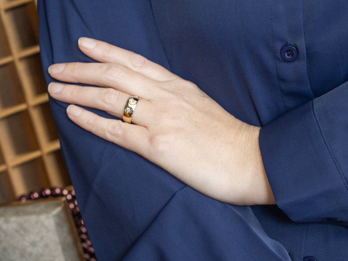 Unisex Diamond and Gold Religious Band