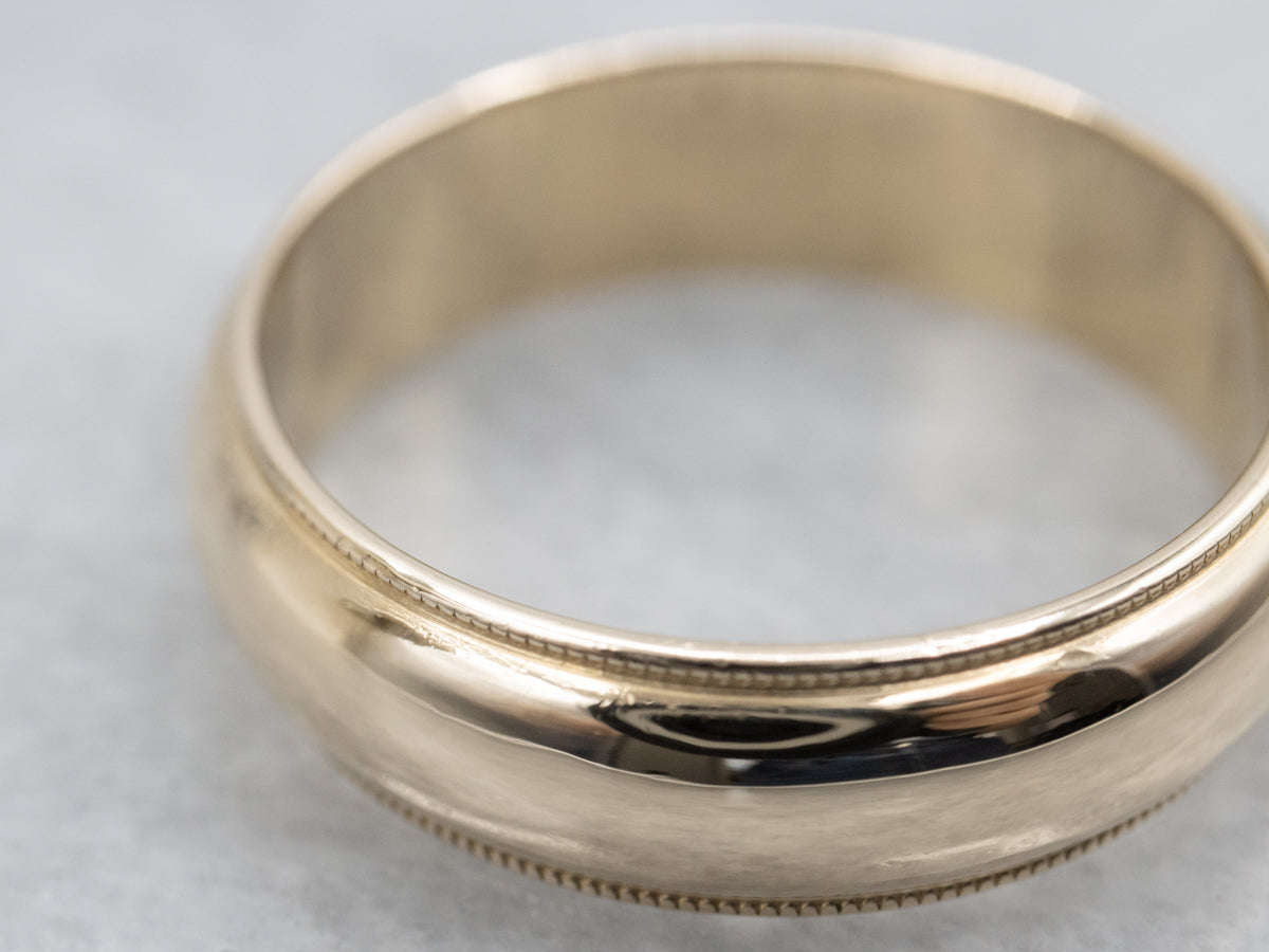 Half-Round Gold Millgrain Edge Wedding Band