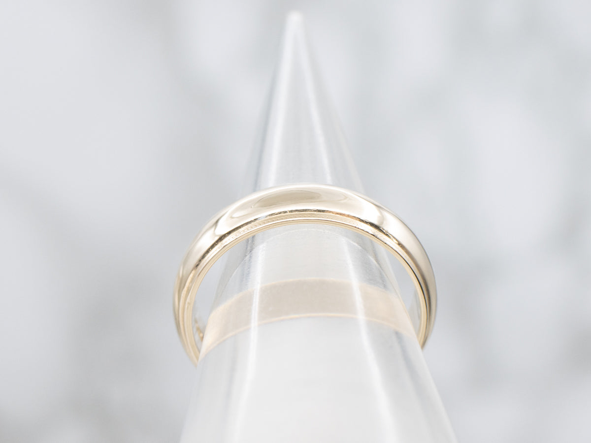 Half-Round Gold Millgrain Edge Wedding Band
