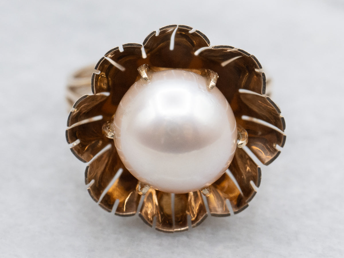 Buttercup-Set Pearl Solitaire Ring