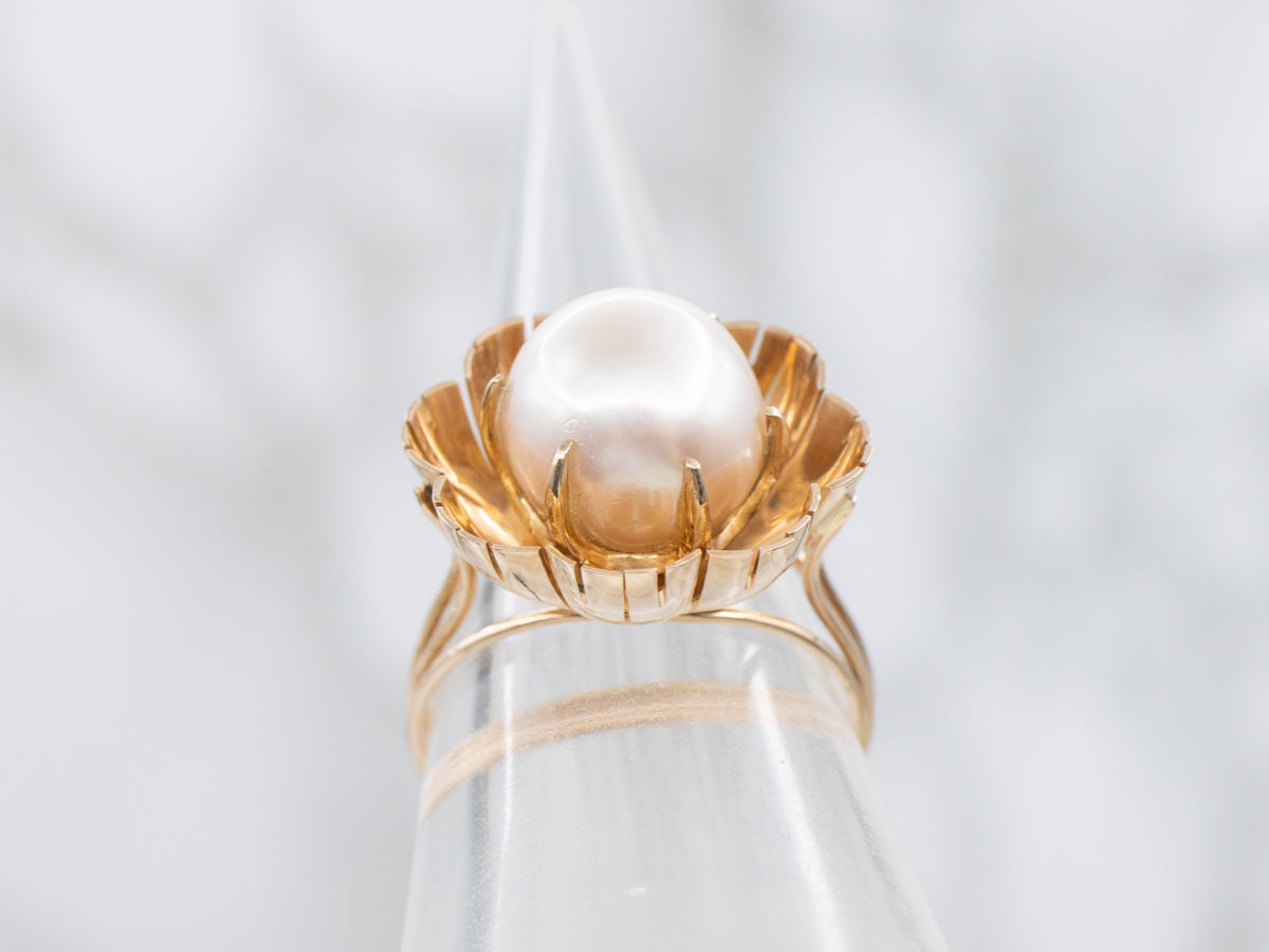 Buttercup-Set Pearl Solitaire Ring