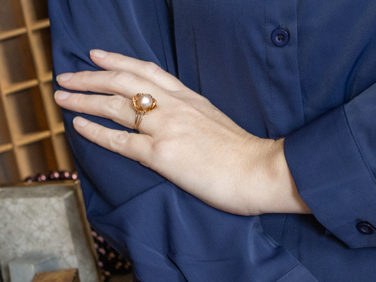 Buttercup-Set Pearl Solitaire Ring