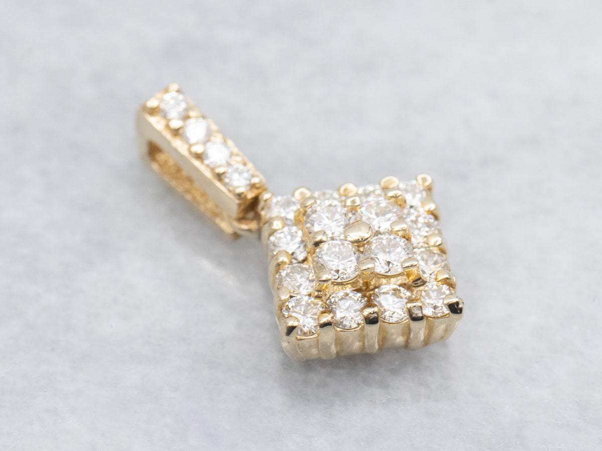 Diamond Cluster Yellow Gold Pendant