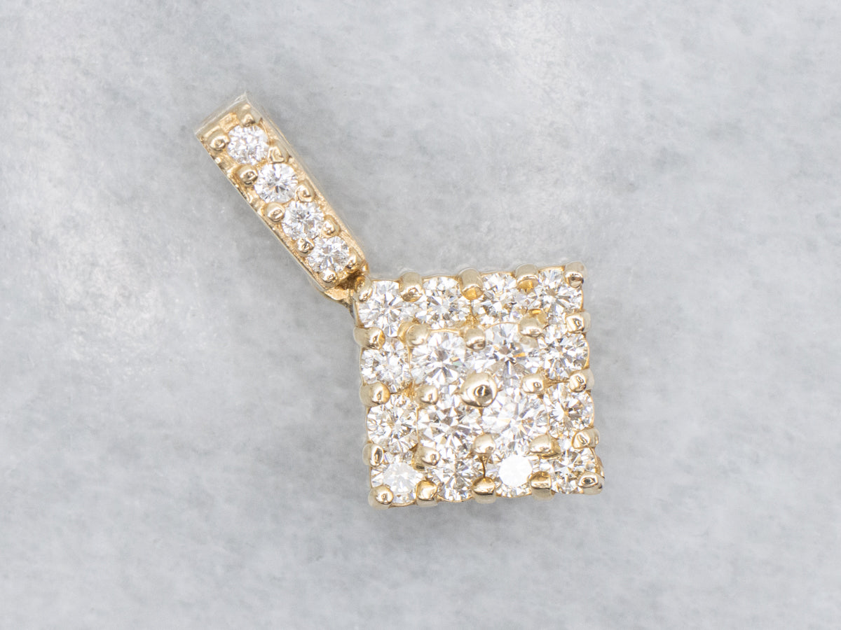 Diamond Cluster Yellow Gold Pendant