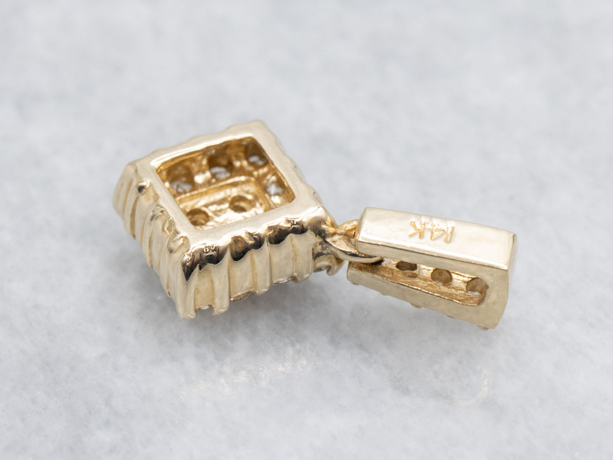 Diamond Cluster Yellow Gold Pendant