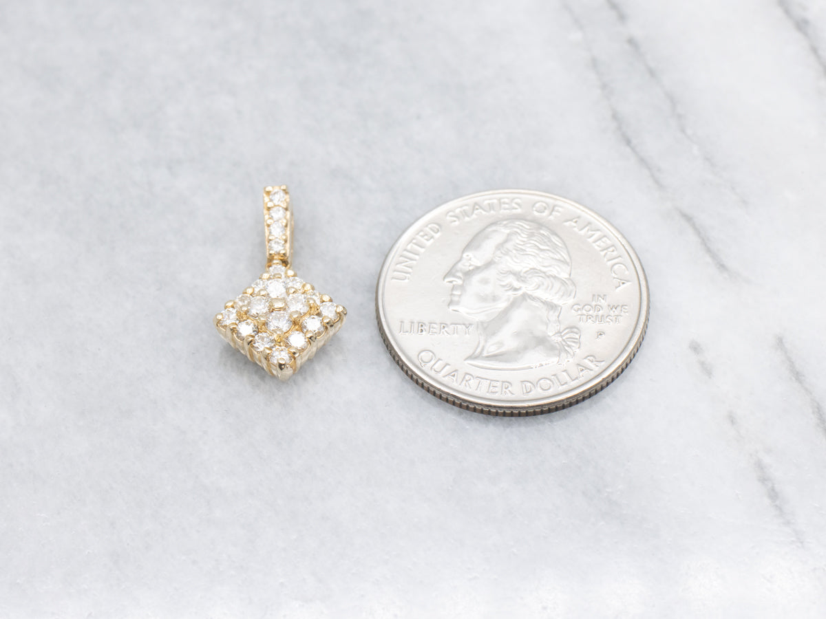 Diamond Cluster Yellow Gold Pendant
