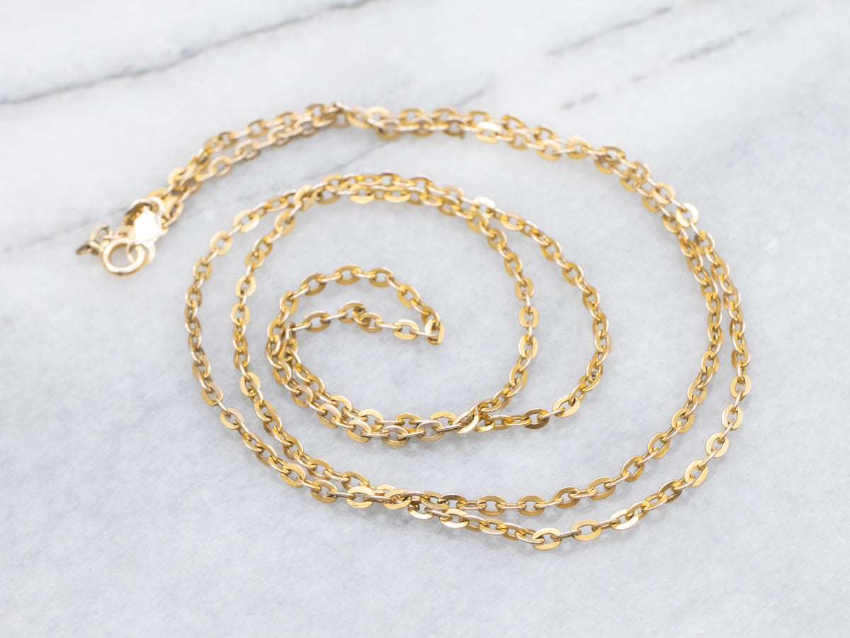 Yellow Gold Flat Cable-Link Chain
