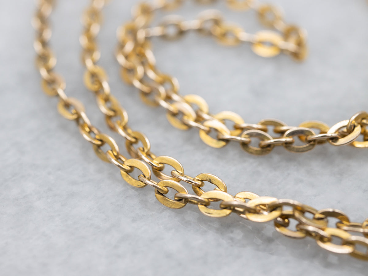 Yellow Gold Flat Cable-Link Chain