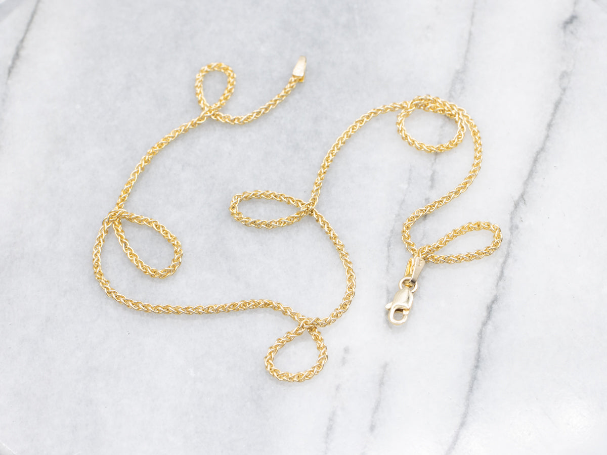 Yellow Gold Wheat Chain with Lobster Clasp