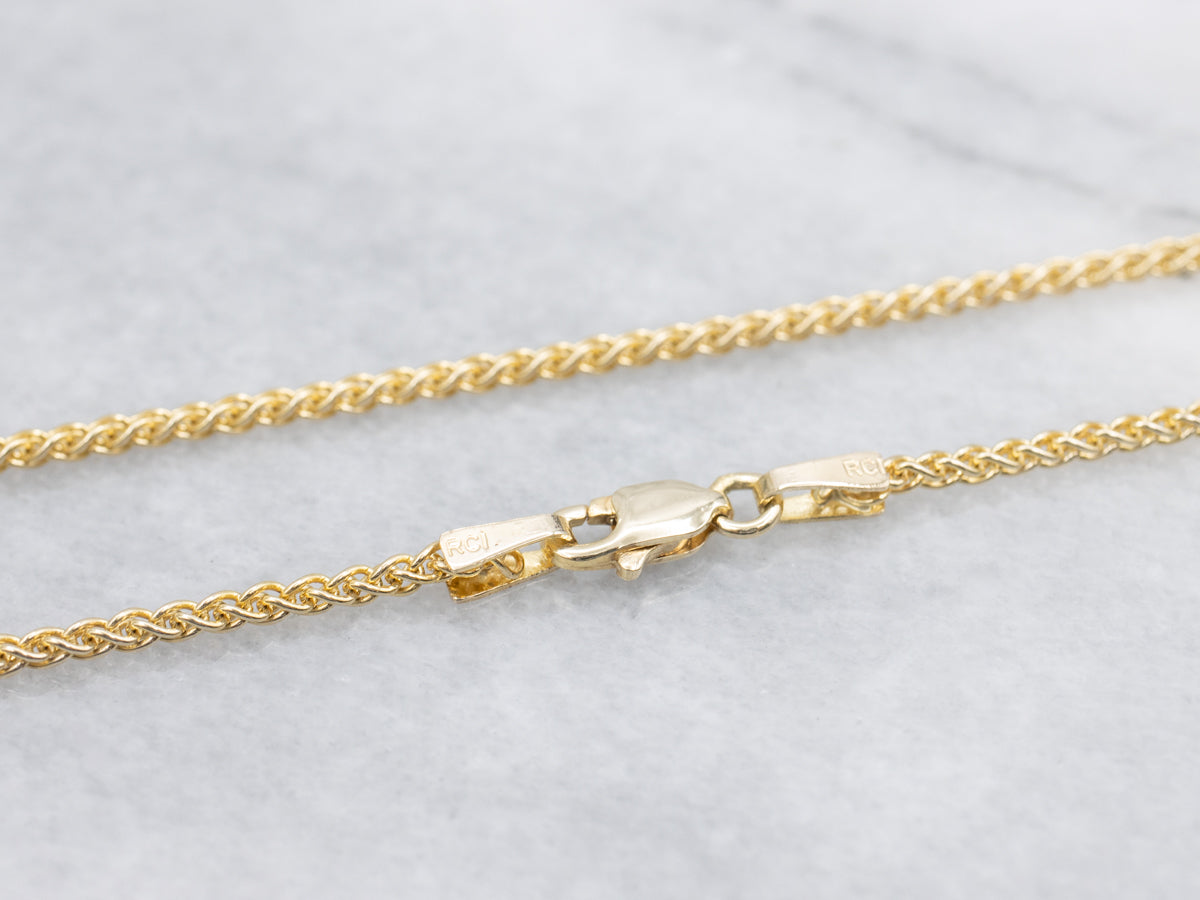 Yellow Gold Wheat Chain with Lobster Clasp