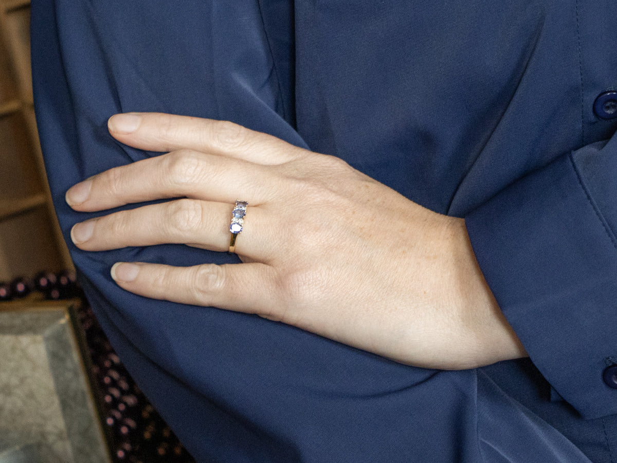 Tanzanite and Diamond Yellow Gold Band